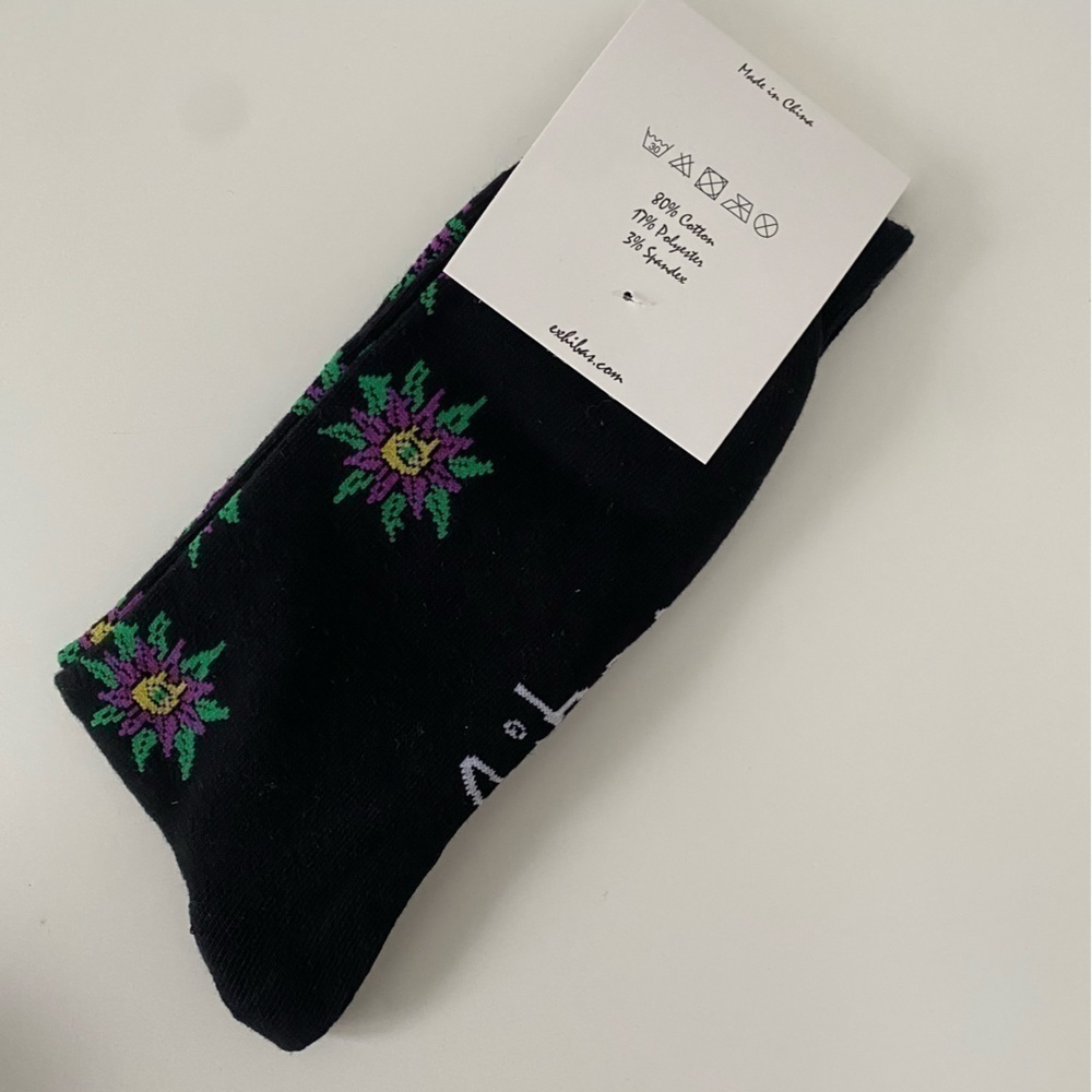 NWT 🆕 Lot of 3 Men Skater Funky Printed Crew Socks • Mushroom Pizzas Eye Flower - Picture 8 of 8